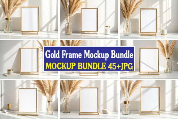 Download Gold Frame Mockup Bundle 04 - Frame mockup bundle Collection