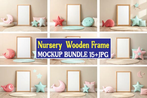 Download Nursery Wooden Frame Mockup Bundle 02 - Frame mockup bundle Collection